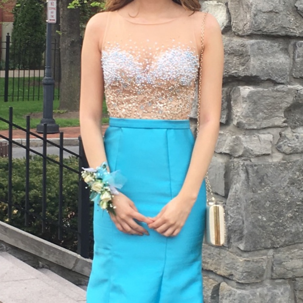 BLUE MERMAID PROM DRESS